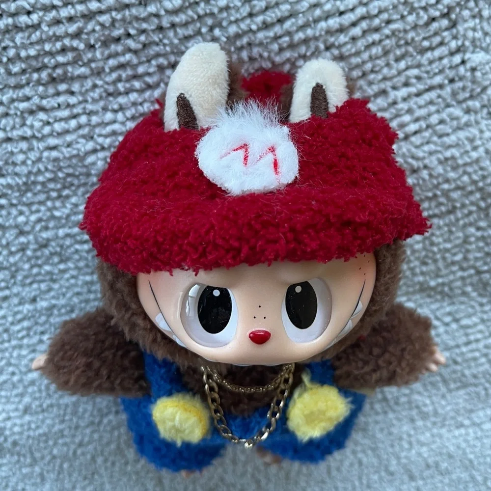 Lafufu Plush Figure Red Hat Blue Outfit Kawaii Collectible Toy